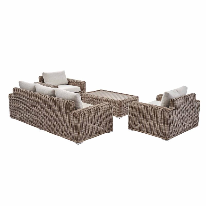 Bellagio Round Wicker Sofa Set with Coffee Table, Natural - Image 11