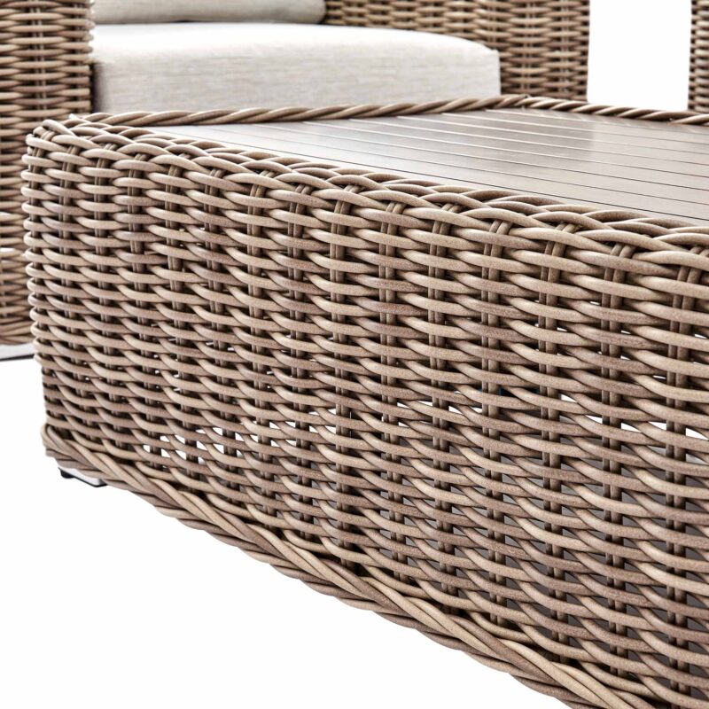 Bellagio Round Wicker Sofa Set with Coffee Table, Natural - Image 12