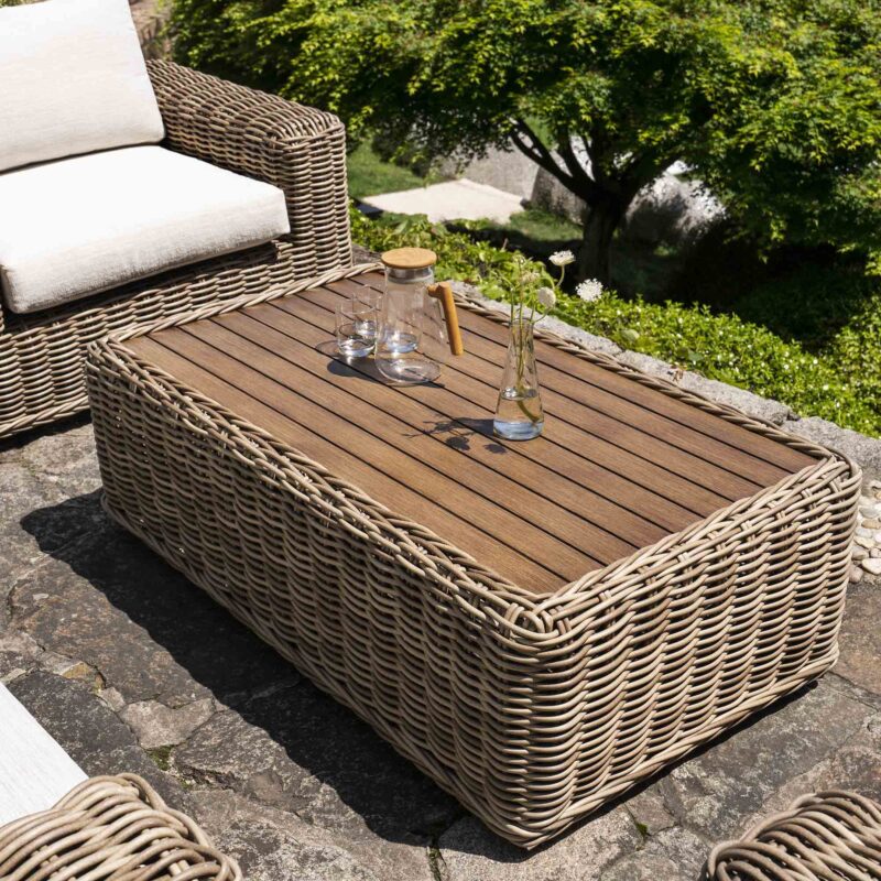 Bellagio Round Wicker Sofa Set with Coffee Table, Natural - Image 7