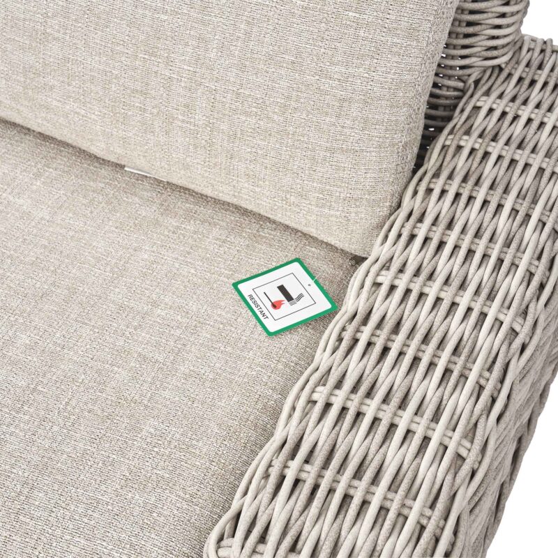 Bellagio Round Wicker Sofa Set with Firepit Coffee Table, Light Grey - Image 6