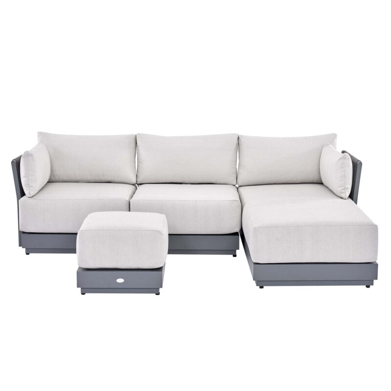 Pedra Rope and Aluminium Outdoor Chaise Sofa Set, Grey - Image 10