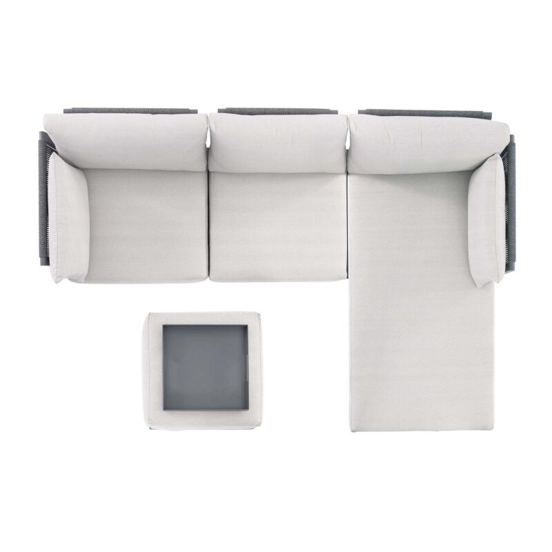 Pedra Rope and Aluminium Outdoor Chaise Sofa Set, Grey - Image 11