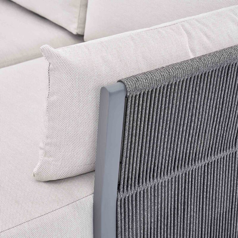 Pedra Rope and Aluminium Outdoor Chaise Sofa Set, Grey - Image 14