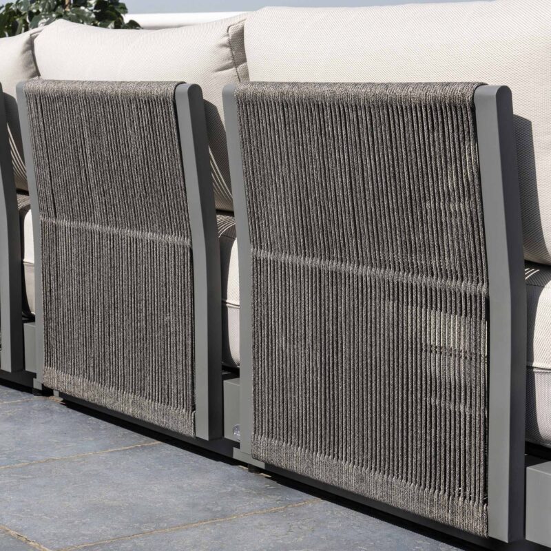 Pedra Rope and Aluminium Outdoor Chaise Sofa Set, Grey - Image 4