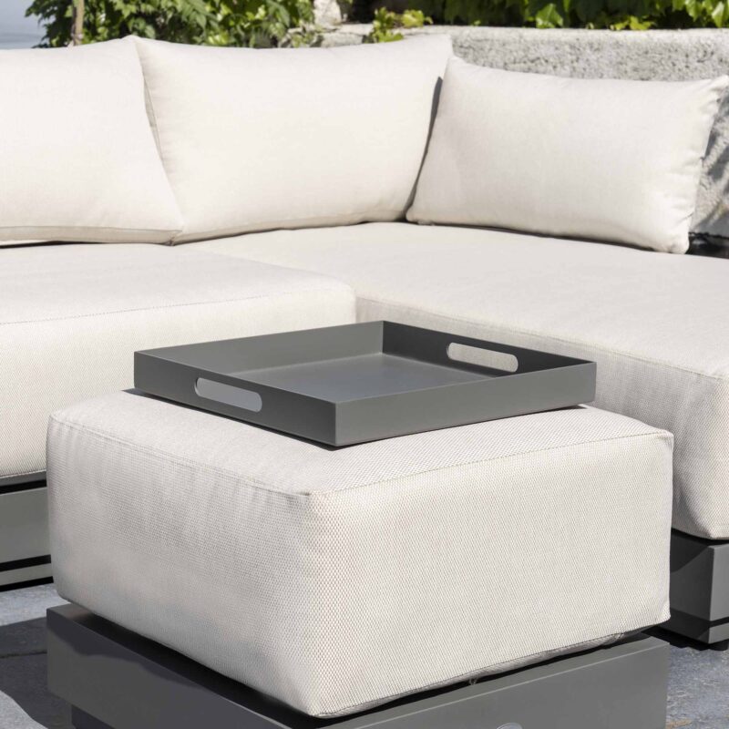 Pedra Rope and Aluminium Outdoor Chaise Sofa Set, Grey - Image 6