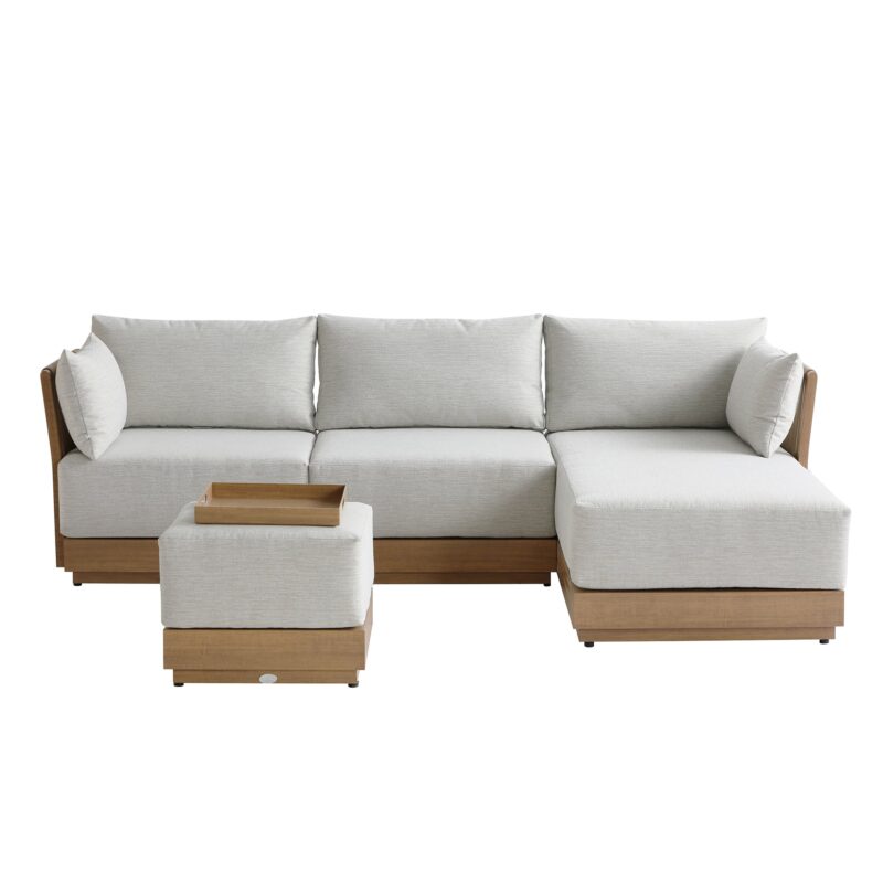 Pedra Rope and Aluminium Outdoor Chaise Sofa Set, Natural - Image 2