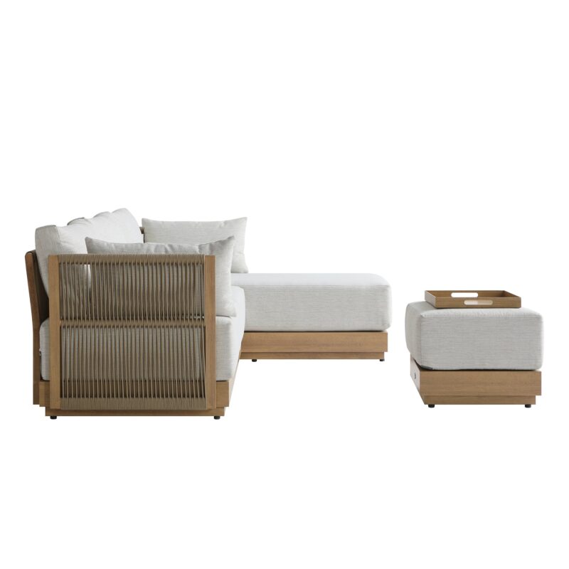 Pedra Rope and Aluminium Outdoor Chaise Sofa Set, Natural - Image 5