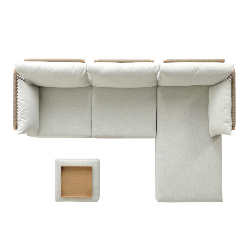 Pedra Rope and Aluminium Outdoor Chaise Sofa Set, Natural - Image 6
