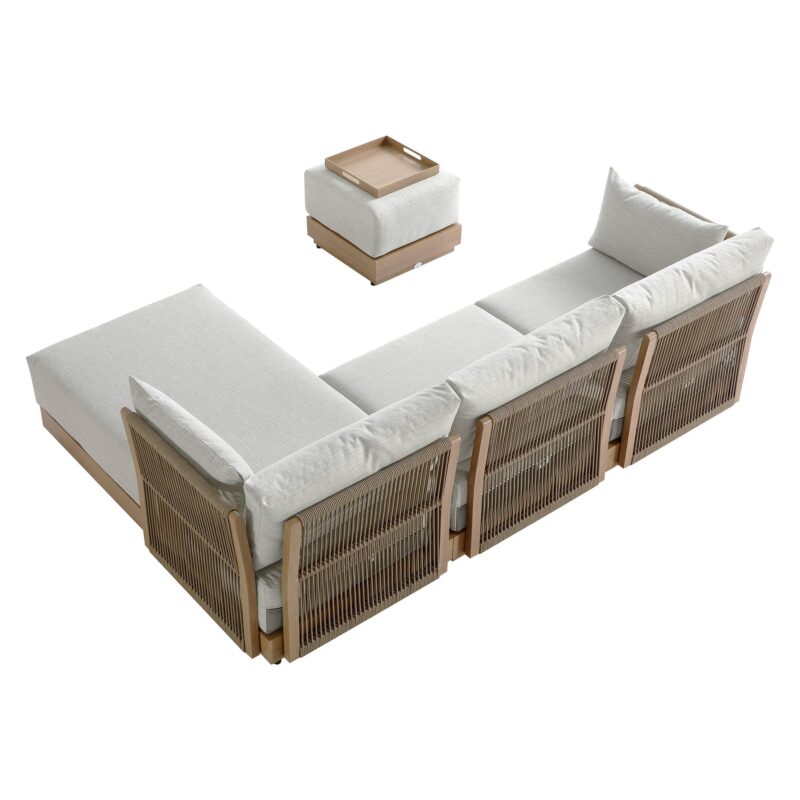 Pedra Rope and Aluminium Outdoor Chaise Sofa Set, Natural - Image 7