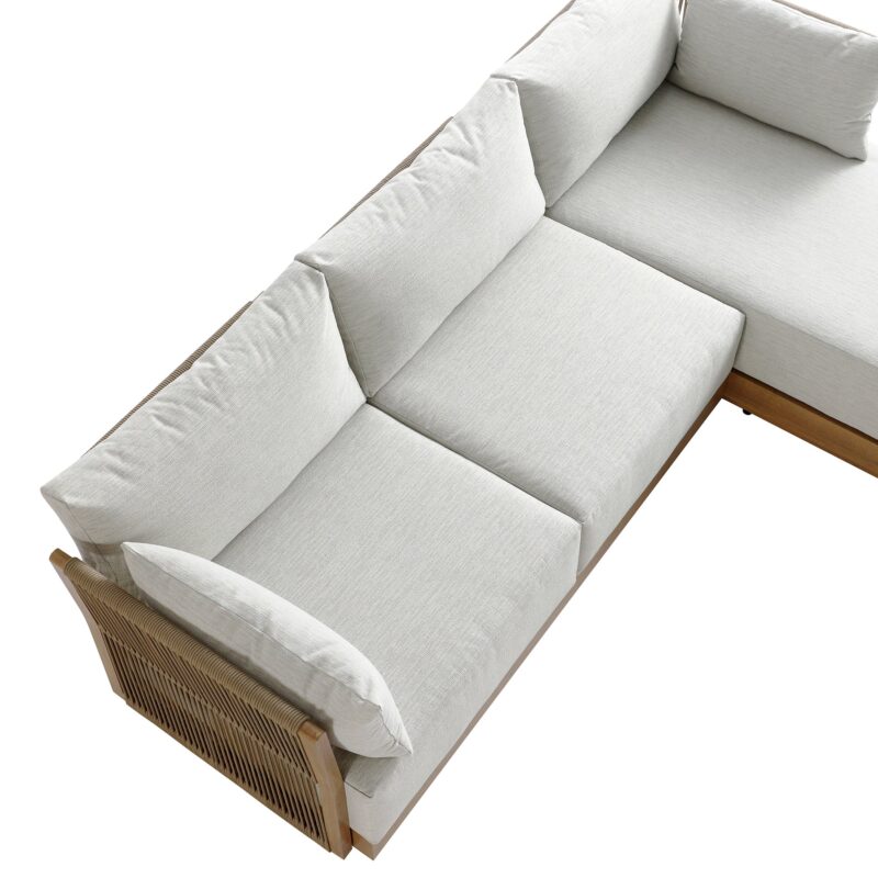 Pedra Rope and Aluminium Outdoor Chaise Sofa Set, Natural - Image 8