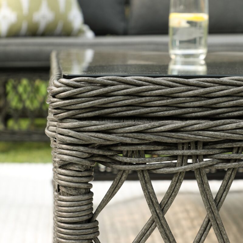 Willowbrook Lattice Weave Rattan 7-Seater Large Sofa Set, Dark Grey - Image 11