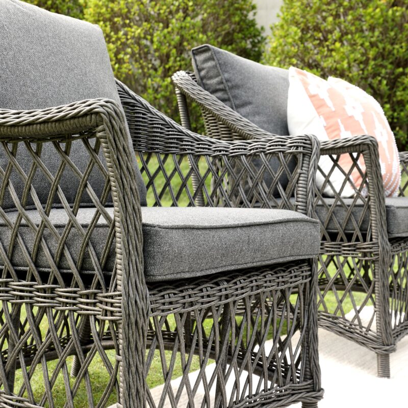 Willowbrook Lattice Weave Rattan 7-Seater Large Sofa Set, Dark Grey - Image 12