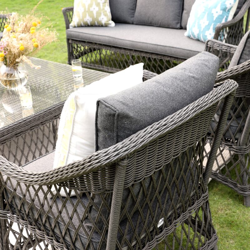 Willowbrook Lattice Weave Rattan 7-Seater Large Sofa Set, Dark Grey - Image 13