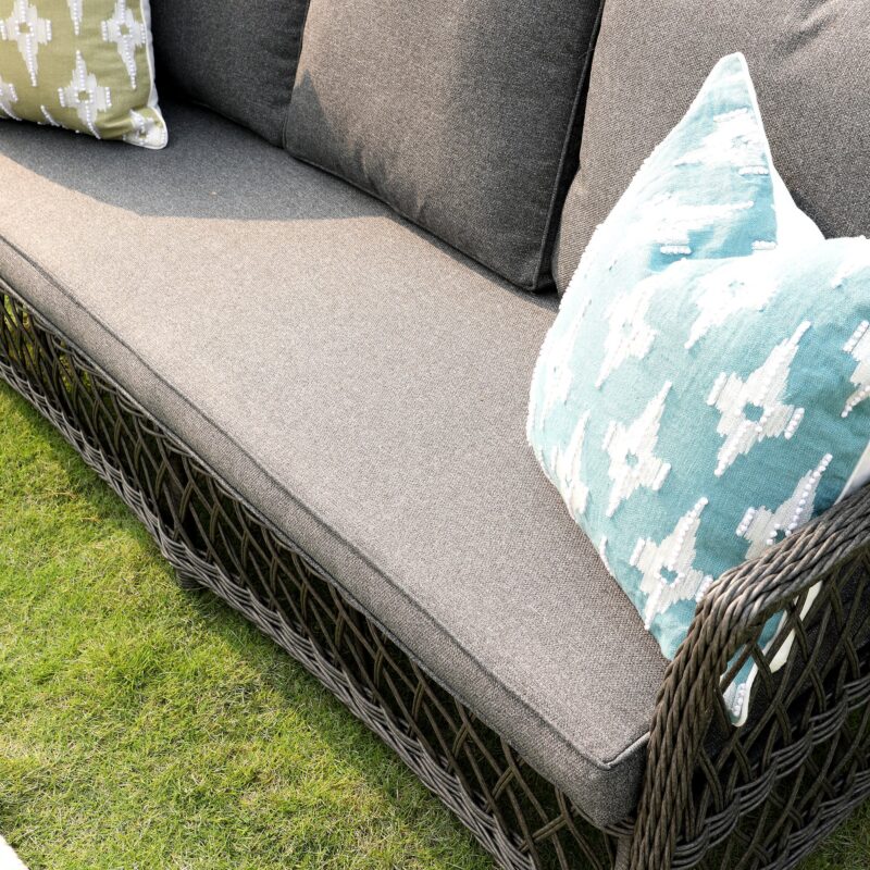 Willowbrook Lattice Weave Rattan 7-Seater Large Sofa Set, Dark Grey - Image 14