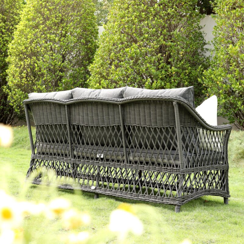 Willowbrook Lattice Weave Rattan 7-Seater Large Sofa Set, Dark Grey - Image 6
