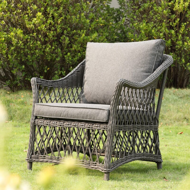 Willowbrook Lattice Weave Rattan 7-Seater Large Sofa Set, Dark Grey - Image 8