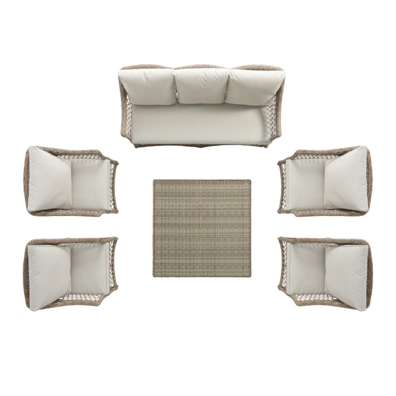 Willowbrook Lattice Weave Rattan 7-Seater Large Sofa Set, Natural - Image 5
