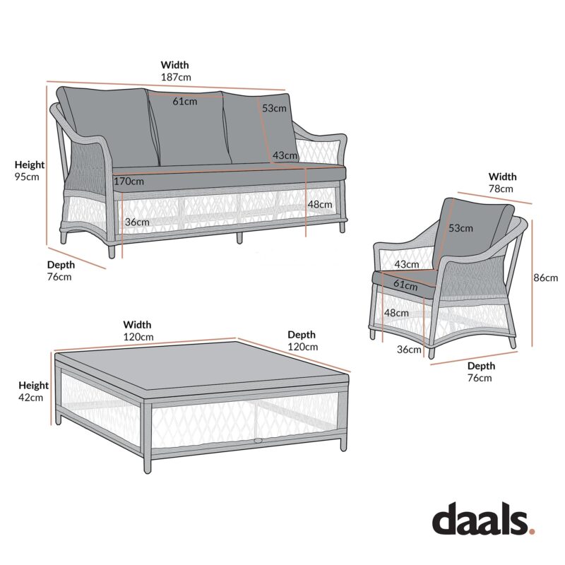 Willowbrook Lattice Weave Rattan 7-Seater Large Sofa Set, Natural - Image 4