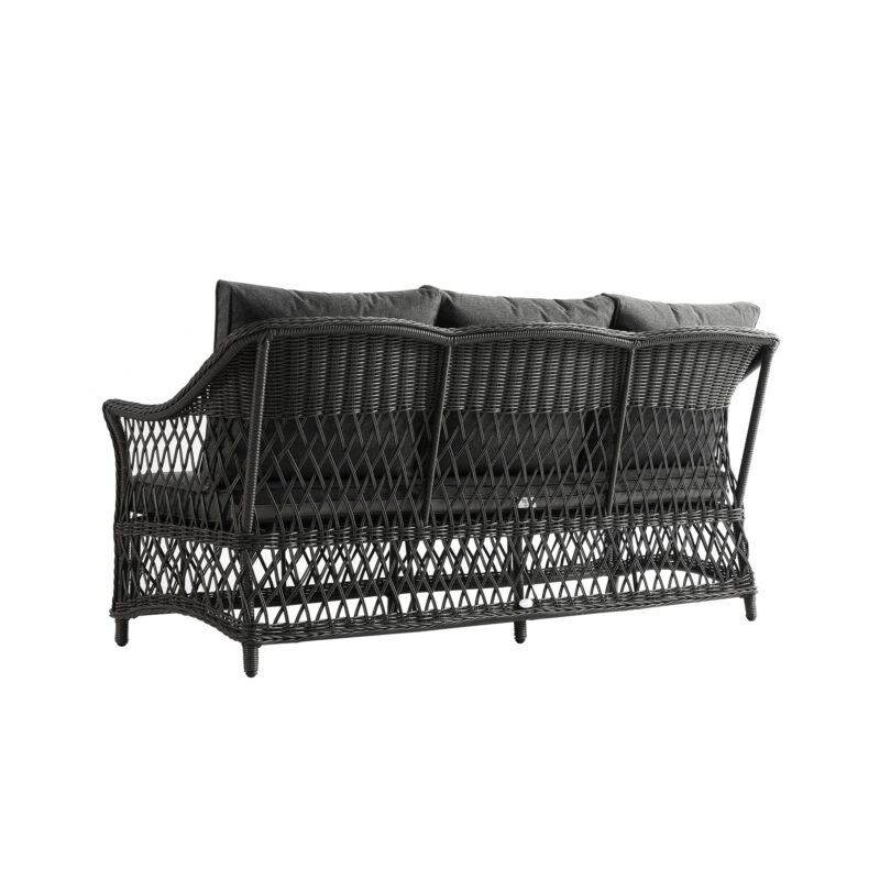 Willowbrook Lattice Weave Rattan 5-Seater Sofa Set with Rising Table, Dark Grey - Image 9
