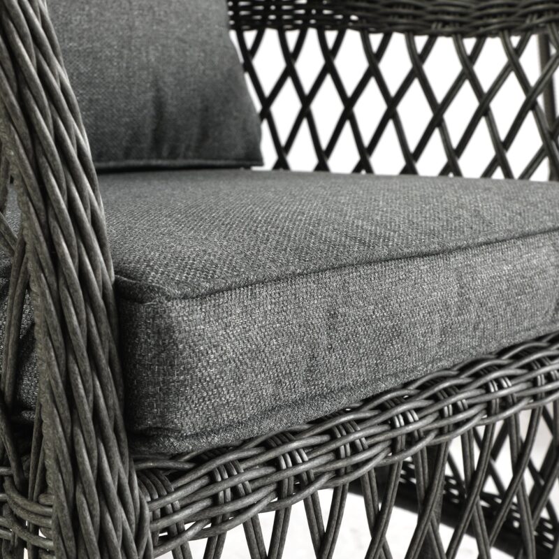 Willowbrook Lattice Weave Rattan 5-Seater Sofa Set with Rising Table, Dark Grey - Image 15