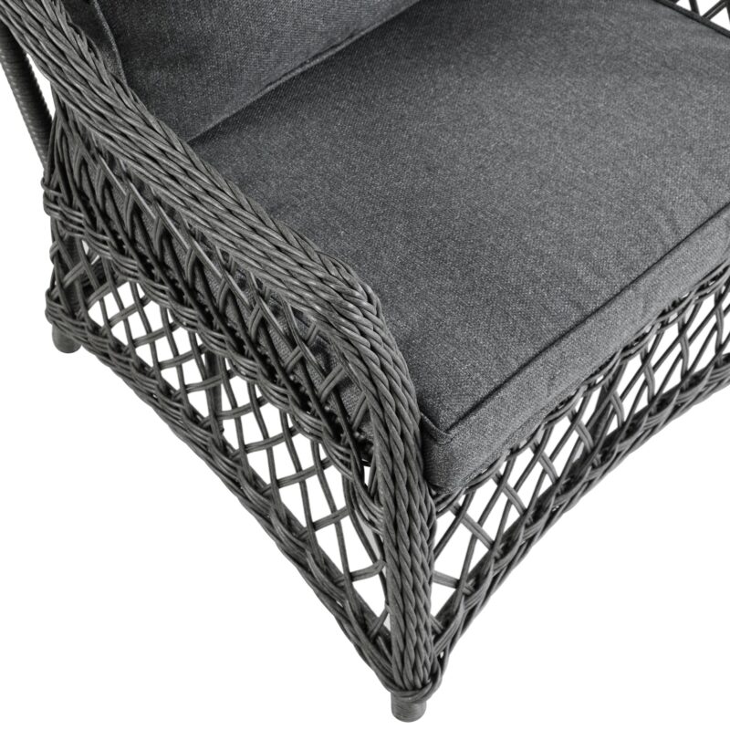 Willowbrook Lattice Weave Rattan 5-Seater Sofa Set with Rising Table, Dark Grey - Image 16