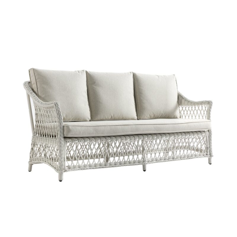 Willowbrook Lattice Weave Rattan 5-Seater Sofa Set with Rising Table, White - Image 26