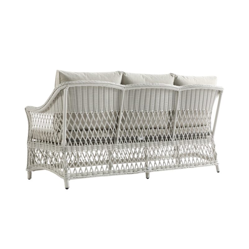 Willowbrook Lattice Weave Rattan 5-Seater Sofa Set with Rising Table, White - Image 27