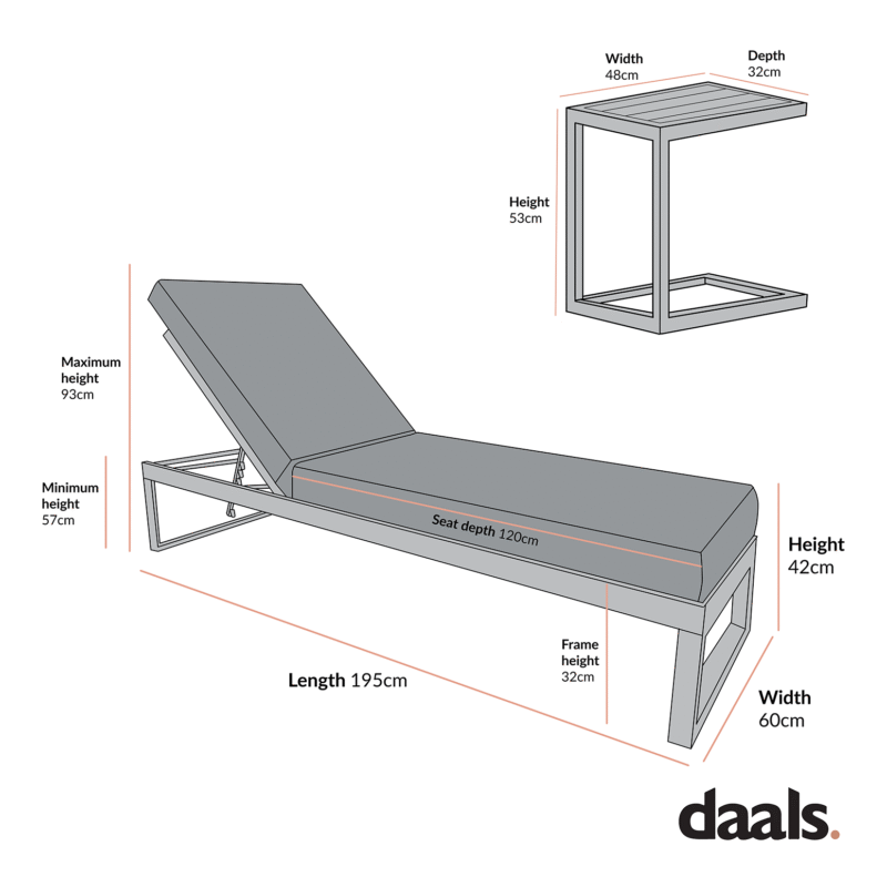 Albany Aluminium Sun Lounger and Side Table Set, White - Image 5