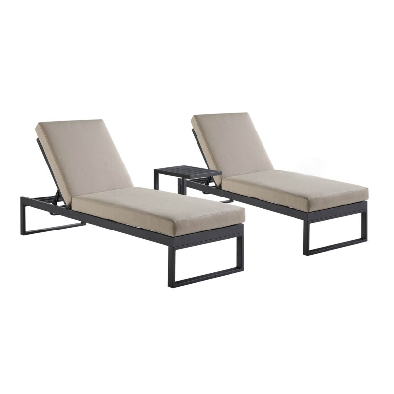 Albany Aluminium Sun Lounger and Side Table Set, Taupe - Image 4