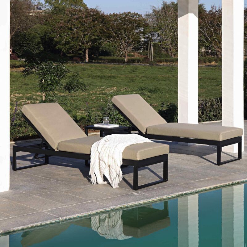 Albany Aluminium Sun Lounger and Side Table Set, Taupe - Image 2