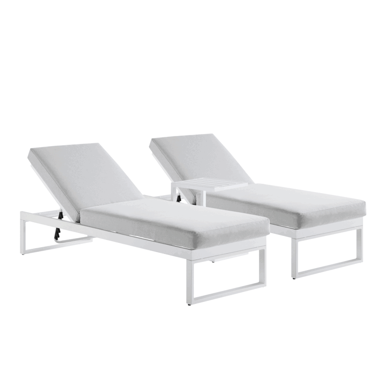 Albany Aluminium Sun Lounger and Side Table Set, White - Image 3