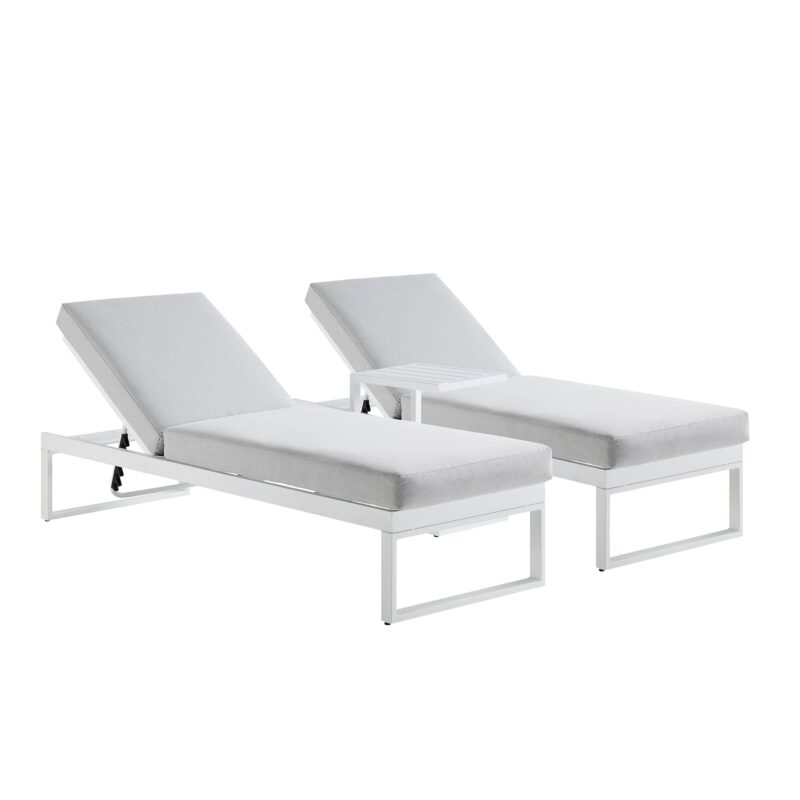 Albany Aluminium Sun Lounger and Side Table Set, White - Image 4