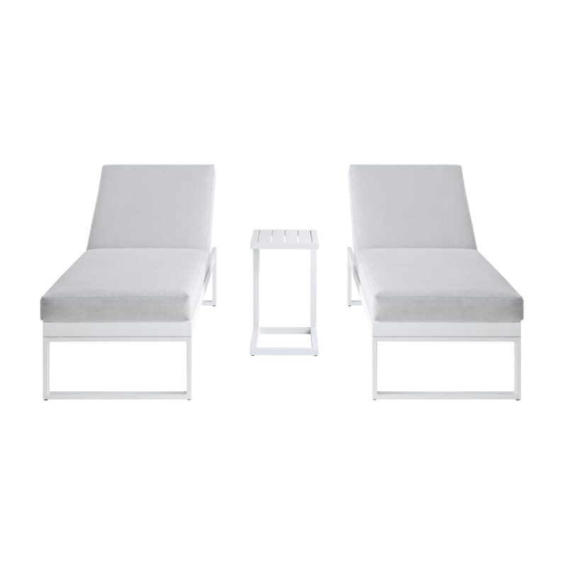 Albany Aluminium Sun Lounger and Side Table Set, White - Image 6