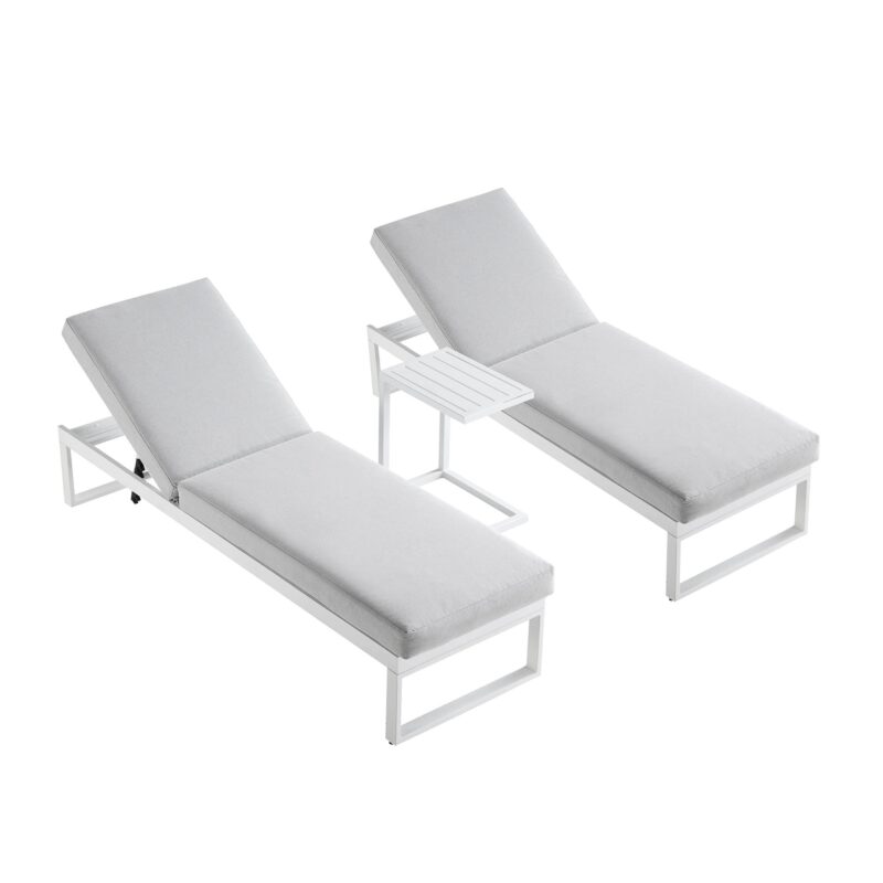 Albany Aluminium Sun Lounger and Side Table Set, White - Image 7