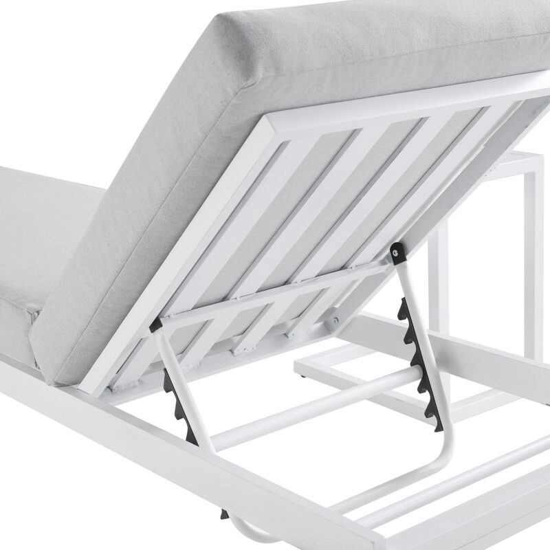 Albany Aluminium Sun Lounger and Side Table Set, White - Image 9