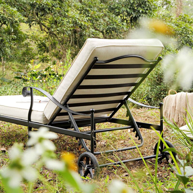 Haymes Metal Sun Lounger with Wheels - Image 3