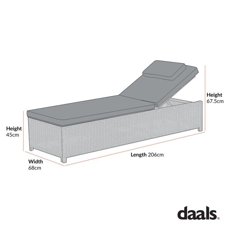 Hampshire Round Wicker Rattan Sun Lounger, Light Grey - Image 6