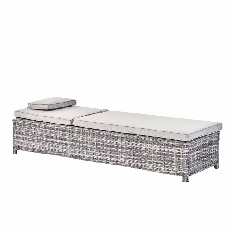 Hampshire Round Wicker Rattan Sun Lounger, Light Grey - Image 5