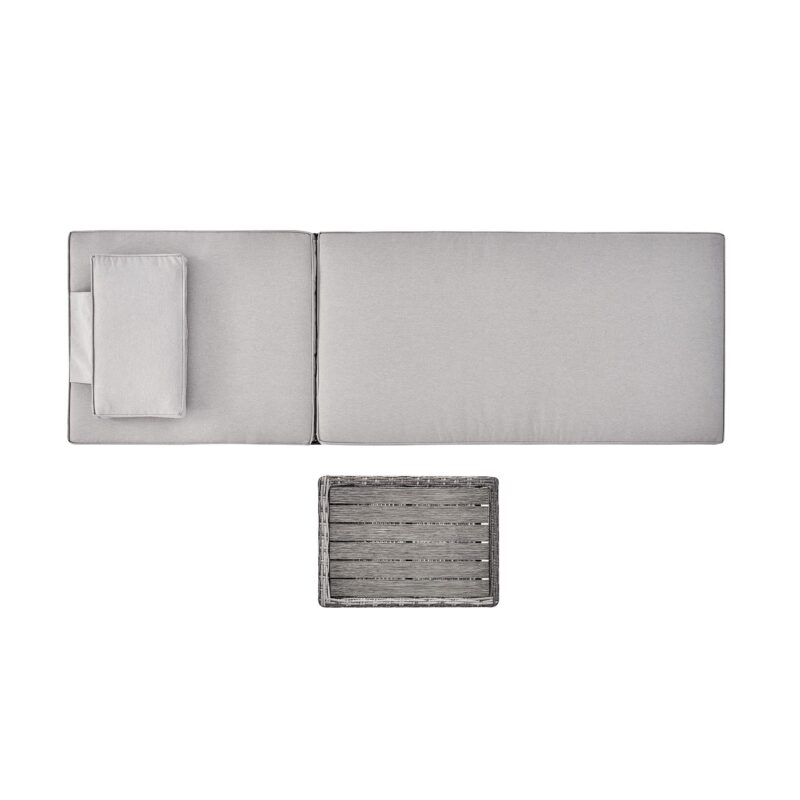 Hampshire Round Wicker Rattan Sun Lounger, Light Grey - Image 7
