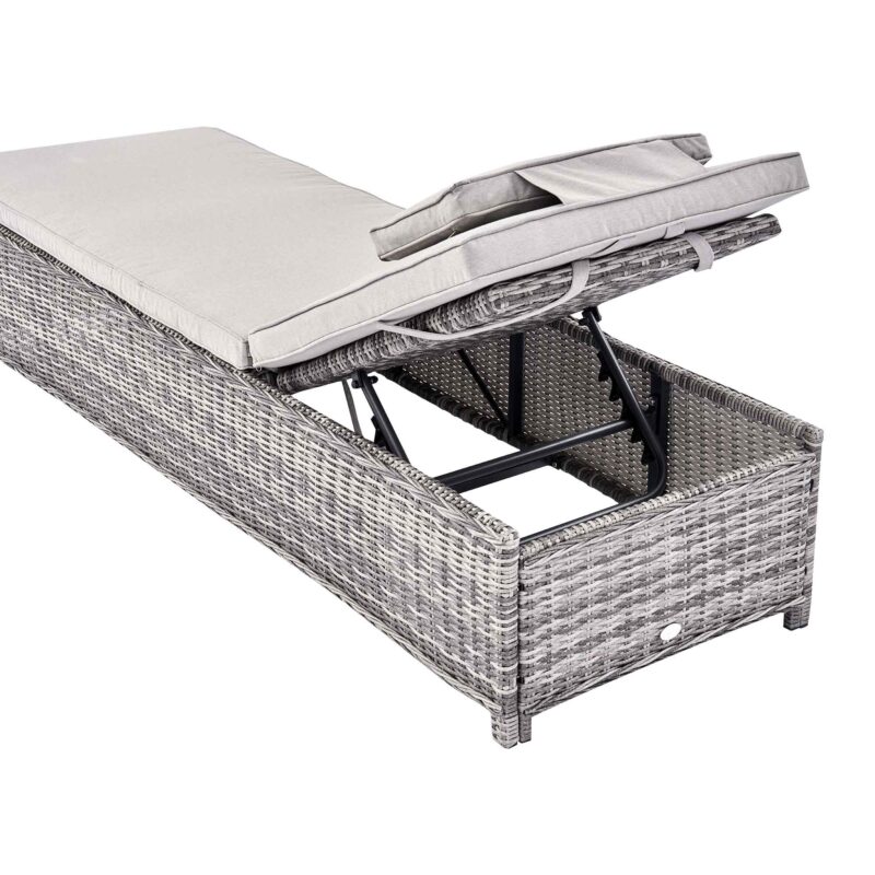 Hampshire Round Wicker Rattan Sun Lounger, Light Grey - Image 10