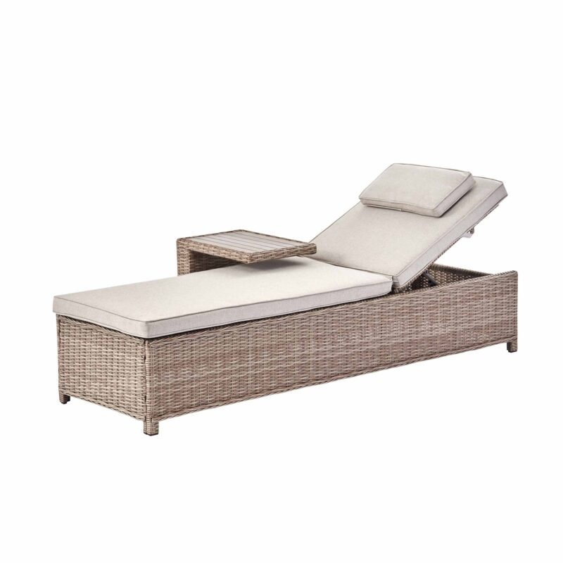 Hampshire Round Wicker Rattan Sun Lounger, Natural - Image 6