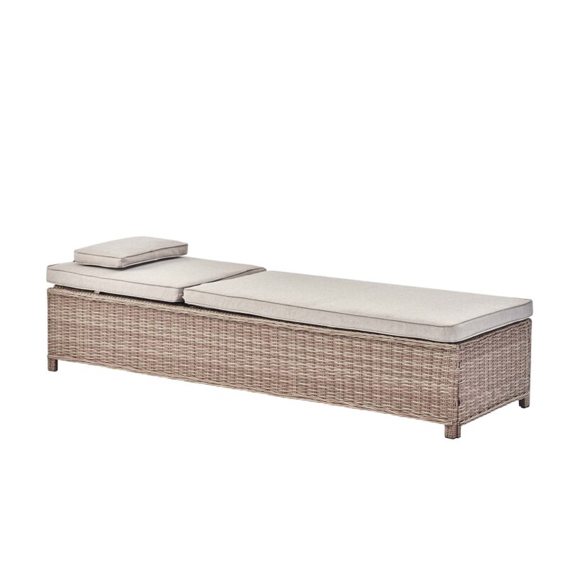 Hampshire Round Wicker Rattan Sun Lounger, Natural - Image 7
