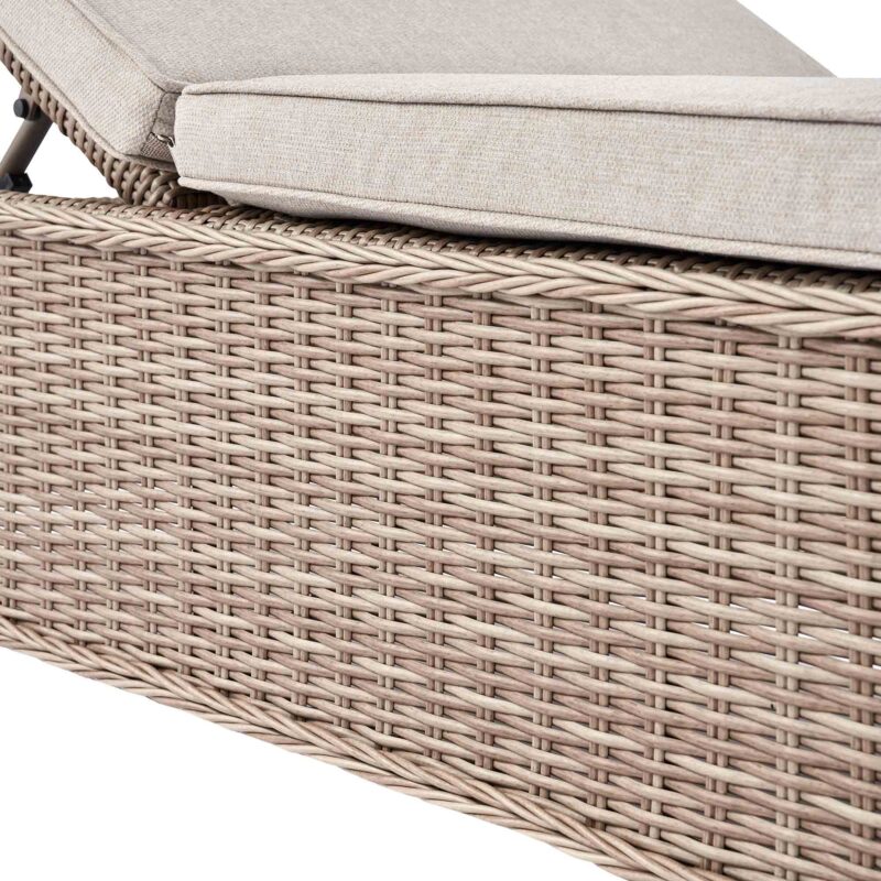 Hampshire Round Wicker Rattan Sun Lounger, Natural - Image 10