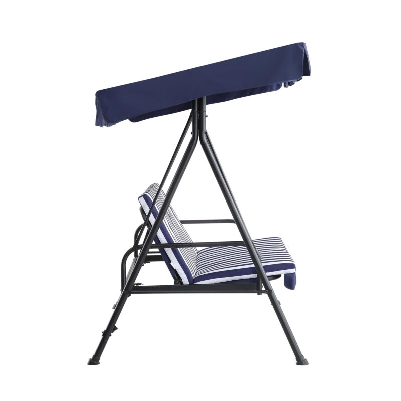 Champneys Outdoor Reclining Swing with Canopy, Blue Striped - Image 7