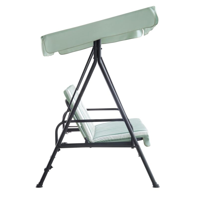 Champneys Outdoor Reclining Swing with Canopy, Sage Green Striped - Image 8