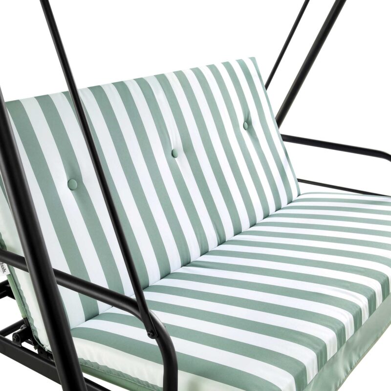 Champneys Outdoor Reclining Swing with Canopy, Sage Green Striped - Image 11