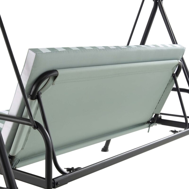 Champneys Outdoor Reclining Swing with Canopy, Sage Green Striped - Image 12