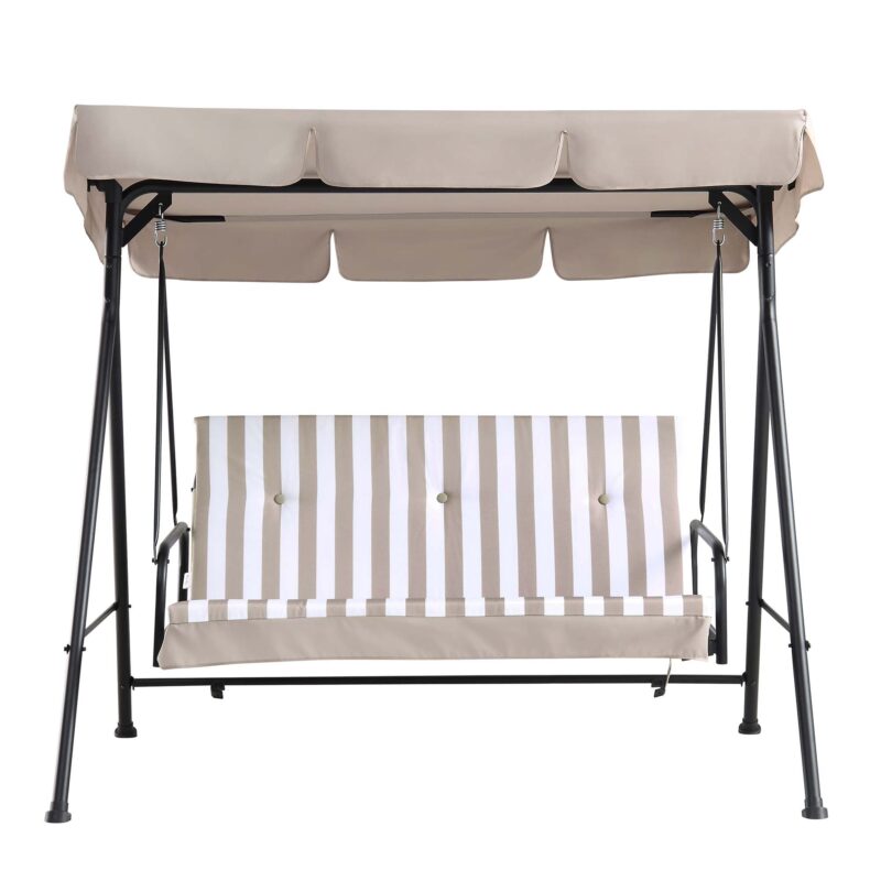 Champneys Outdoor Reclining Swing with Canopy, Taupe Striped - Image 8