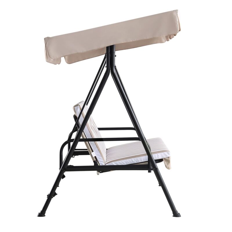 Champneys Outdoor Reclining Swing with Canopy, Taupe Striped - Image 11