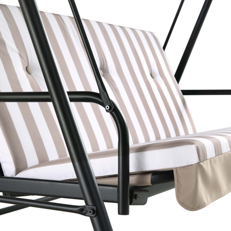 Champneys Outdoor Reclining Swing with Canopy, Taupe Striped - Image 12